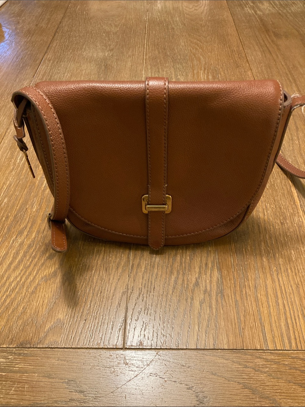 Fossil Saddle Crossbody in Warm Cognac Brown